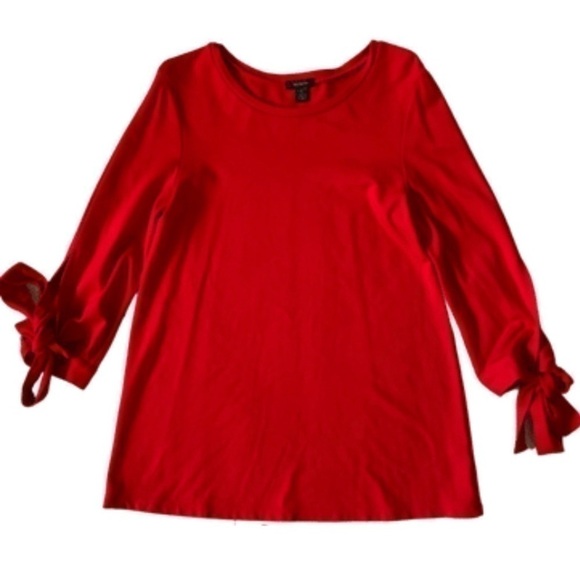 Halogen Red Tie Sleeve Tunic Top, M - Picture 3 of 8